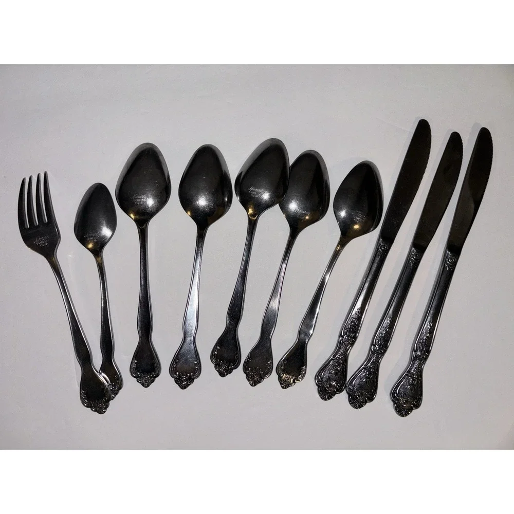 10 Piece Set Normandy Stainless Japan Floral Flatware 10‎ Piece Lot